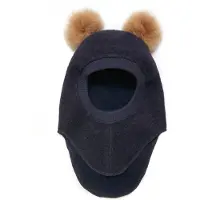 Huttelihut Balaclava - Ull/Bomull - 2-lags - BIG Bear - Dark Na - - 4-6 år (104-116) - Balaclava - dobbel