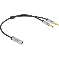 DeLOCK - Hodesettadapter - minijakkstereo 3,5 mm 4-pols hunn til mini-phone stereo 3.5 mm hann - 27 cm - svart