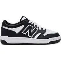 New Balance unisex for kids. GSB480V1 Leather trainers 480 white, black (37.5), Flat, Laces, Casual, Sport, children's fashion