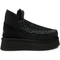 Mou for woman. MU.FW681000A Mini eskimo platform boot suede (40), Leather, Black, 8 to 10 cm, None, Casual