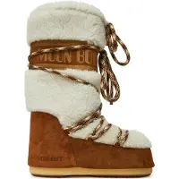 Moon Boot for woman. 80D1402610 Leather boots LAB69 Cream with brown sheepskin (42/44), Laces, Casual, Snow