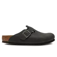 Birkenstock unisex. 59461 Boston Leather Clogs (Regular Fit) black (44), Flat, None, Casual