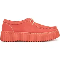 Clarks for woman. 26181187 Torhill Bee coral leather shoes (39), 3 to 5 cm, Suede, Laces, Casual