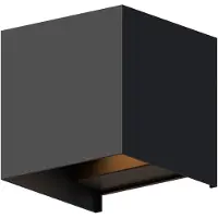 Calex utendørs LED-vegglampe Cube, opp/ned, høyde 10 cm, svart