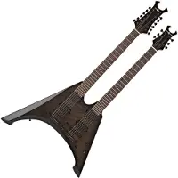 Gear4Music Harlem V Gitar med Dobbel Hals fra Svart