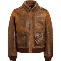 Ralph Lauren for man. 710970574001 Brown Leather Aviator Jacket (M), Casual