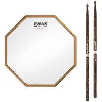 Evans RealFeel Attacktile Mountable Drum Pad & Promark 5A Hickory Sticks 10 Inch