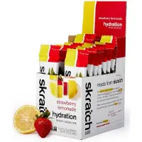 Skratch Labs Hydration Sport Drink Mix Energisk Drikke Monodose Jordbær Sitronade 22g 20 Enheter