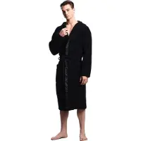 Emporio Armani for man. EM002255_AF14986 Terry bathrobe with logo on black border (S), Homewear, Cotton