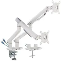 Dutzo Skjermholder for 2 skjermer (17"-32") - Slim USB-utgave (Hvit)