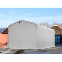 TOOLPORT 5x8 m telthall, PVC-presenning, grå, med statikk (betongunderlag)