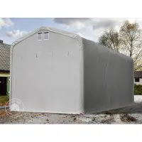 TOOLPORT 5x20 m garasjetelt, PRIMEtex-PVC-presenning, grå, med statikk (betongunderlag)