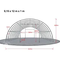 TOOLPORT 9,15x12 m rundbuehall, PRIMEtex-PVC-presenning, mørkegrønn, med statikk