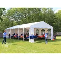 TOOLPORT 5x10 m partytelt, PVC-presenning, hvit, med bunnramme