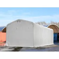 TOOLPORT 5x10 m telthall, PVC-presenning, grå, med statikk (jordunderlag)
