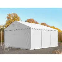 TOOLPORT 6x6 m lagertelt, PVC-presenning, hvit, med bunnramme, med statikk (betongunderlag)