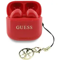 GUESS Charm True Wireless-øretelefoner med glanseffekt og klassisk logotrykk - rød