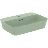 Ideal standard IPALYSS - Håndvask-Bowle 550x380x145 mm i salviegrøn, 1 hanehul, Med overløb - Diamatec