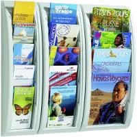 PaperFlow Brochureholder/skråfag A4 med 4 rum stående, grå/transparent