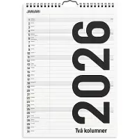 Adlibris Familjekalender 2026 A4 Black & White 2 kolumner Burde