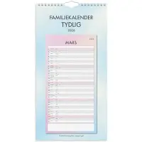 Adlibris Familjekalender 2026 Tydlig 220x430 mm Burde