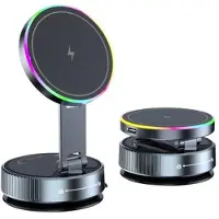 Mtp Products K3 Roterende magnetisk bilholder/trådløs lader med fargerikt lys
