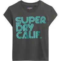 Superdry for woman. W1011411A Retro glitter logo t-shirt black (XS), Casual, Cotton, Short sleeve