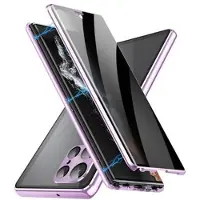 Mtp Products Samsung Galaxy S23 Ultra 5G Magnetisk Deksel med Herdet Glass - Privacy - Lys Lilla