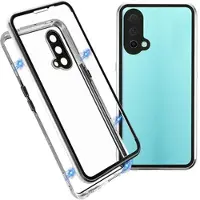 Mtp Products OnePlus Nord CE 5G Magnetic Deksel med Herdet Glass Bakbeskytter - Sølv