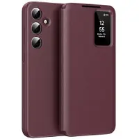 Mtp Products Samsung Galaxy A56 Smart Clear View Flip-etui med kortspor - vinrød
