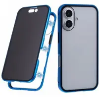 Mtp Products iPhone 16 Magnetisk Deksel med Herdet Glass - Privacy - Blå