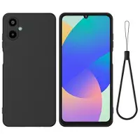 Mtp Products Samsung Galaxy M06/F06 5G Flytende silikon-deksel med håndstropp - svart