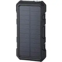Mtp Products Vannavstøtende Solcelle Powerbank/Trådløs Lader - 20000mAh - Svart