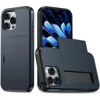 Mtp Products iPhone 16 Pro Hybrid-deksel med Skyvekortspor - Mørkeblå