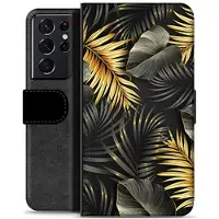 Mtp Products Samsung Galaxy S21 Ultra 5G Premium Lommebok-deksel - Gulde Blader