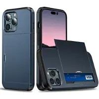 Mtp Products iPhone 15 Pro Hybrid-deksel med Skyvekortspor - Mørkeblå