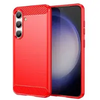 Mtp Products Samsung Galaxy S24 Børstet TPU Deksel - Karbonfiber - Rød
