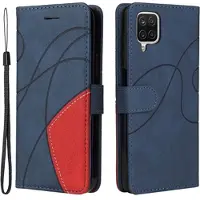 Mtp Products Bi-Color Series Samsung Galaxy A12 Lommebok-deksel - Blå