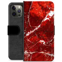 Mtp Products iPhone 12 Pro Max Premium Lommebok-deksel - Rød Marmor