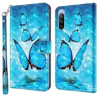 Mtp Products Wonder Sony Xperia 10 III, Xperia 10 III Lite Lommebok-deksel - Blå Sommerfugl