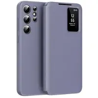 Mtp Products Samsung Galaxy S23 Ultra Smart Clear View Flip-etui med kortspor - grå-lilla