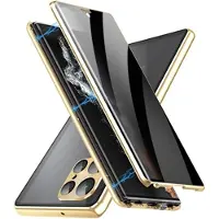Mtp Products Samsung Galaxy S23 Ultra 5G Magnetisk Deksel med Herdet Glass - Privacy - Gull