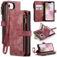 CASEME iPhone 16e/17e C30 Multifunksjonell Lommebok-deksel - Rød