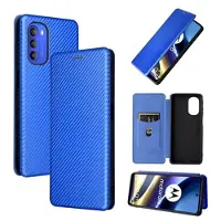Mtp Products Motorola Moto G51 5G Flip-deksel - Karbonfiber - Blå