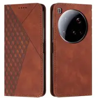 Mtp Products Xiaomi 15 Ultra Rhombusmønster lommebokveske med magnetisk lukking - brun
