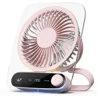 Mtp Products JF136 Vidvinkel bærbar bord- og hengevifte med 199 hastighetsnivåer - rosa