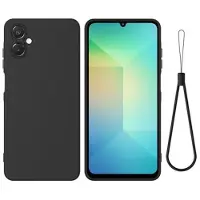 Mtp Products Samsung Galaxy A06 5G Flytende silikon-deksel med håndstropp - svart