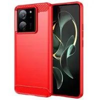 Mtp Products Xiaomi 13T/13T Pro Børstet TPU Deksel - Karbonfiber - Rød