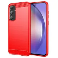 Mtp Products Samsung Galaxy A55 Børstet TPU Deksel - Karbonfiber - Rød