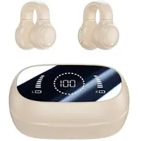 Mtp Products M47 Earclip Bone Conduction Trådløs hodetelefon med mikrofon Bluetooth 5.3 Gaming Headset Støyreduksjon Sportshøretelefon - Nude